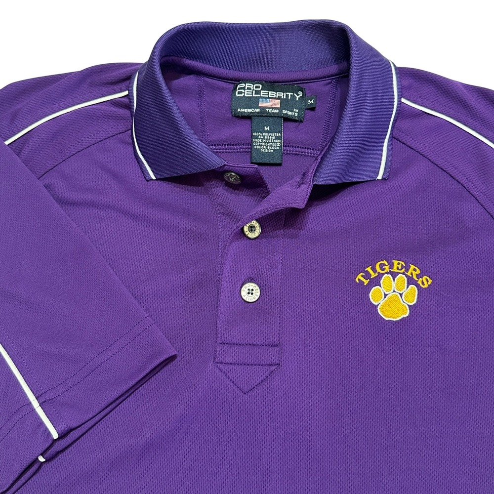 Pro Celebrity LSU‎ Tigers Polo Shirt Mens M Purple Collegiate Game Day Fan